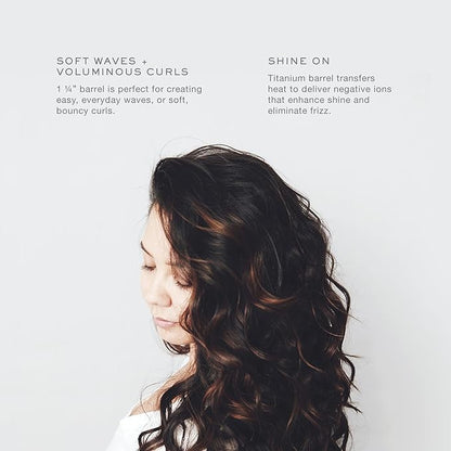 Kristin Ess Hair 1 1/4 Inch Rotating Curling Iron Pivot Wand for Beach Waves - Dual Voltage + Auto Shut Off - Long Barrel Salon Professional Hot Tool Curling Iron - Rotate + Spin to 90 Degrees