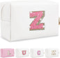 Initial letter patch makeup bag,