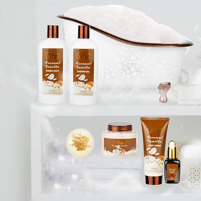 Fathers Day Gifts for Dad Men - 7-Piece Nourishing Bath & Body Gift Set for Women, Bath Gift Set with Bath Bomb | Perfect Christmas, Birthday Gifts Luxury Self Care Kit, Gift for Her Him All Occasions
