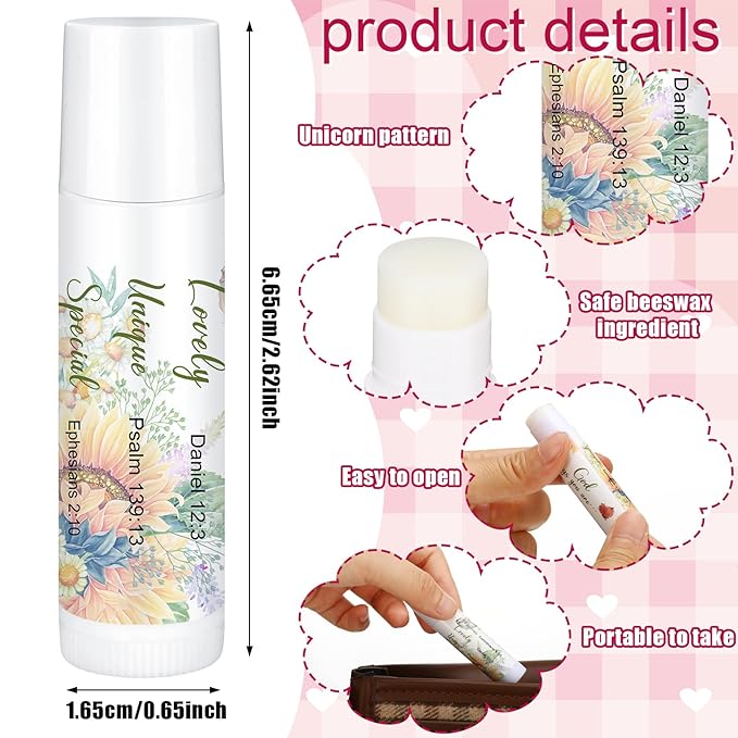 50 Pcs Lip Balm Bulk Christian Gift for Women Faith Religious Bible Verse Lip Balm Inspirational Gift Scripture Moisturizing Lip Care Product for Coworker Sister Teacher(Fresh)