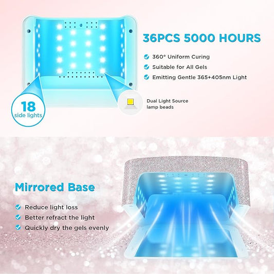 Cordless uv nail lamp, rechargeable