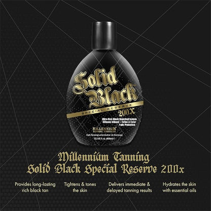 Millennium Tanning Solid Black Special Reserve 200X, Tanning Lotion w/Tattoo Protector, 13.5 Ounces