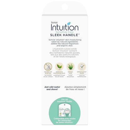 Schick Intuition Sleek Razors for Women with Sensitive Skin | 1 Razor & 3 Intuition Razor Blades Refill with Organic Aloe