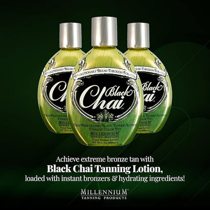 Millennium Tanning Black Chai Tanning Lotion with Bronzers, Essential Oils, & Extracts (13.5 Ounces)