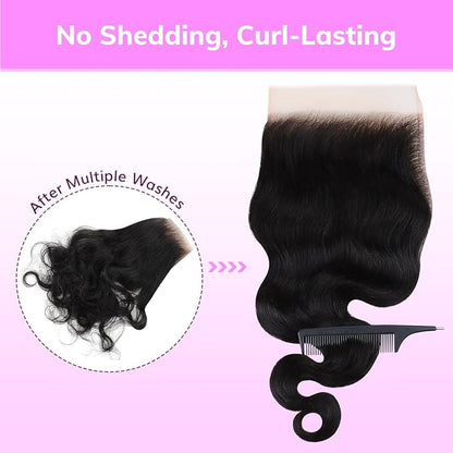 IDN Beauty Skinlike Real HD 6x6 Lace Closure Human Hair 22 Inch Body Wave - Bleached Single Knots, Ultra-thin 0.1 mm Pre Plucked Hairline Virgin Human Hair
