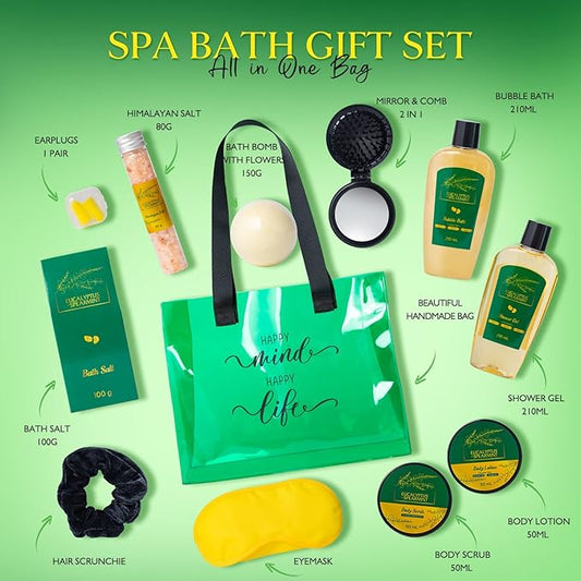 Spa Gift Baskets for Women Birthday Gifts for Mom, Thank you gifts for women Unique Spa Kit Set for Teen Girls Tote Bag Spa Self Care Gift, Eucalyptus & Mint Gift Bag, Spa Gifts Luxury Bath & Shower