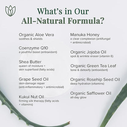 Body and Face Moisturizer - Natural Moisturizing Cream with Organic Aloe Vera - Skin Care for Dry Skin, Anti Wrinkle, Acne Scars, Rosacea, Psoriasis Eczema Cream Lotion for Men and Women