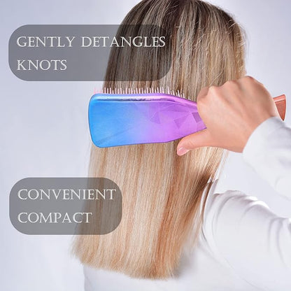 Detangler Hair Brush for Adults & Kids (2 Count)- Natural, Curly, Straight, Wet or Dry Hair, Three Layer Comb Structure, Massages Scalp (Purple + Pink)