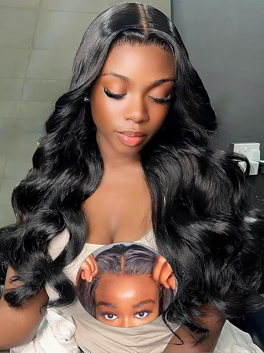 Body Wave Lace Front Wigs Human Hair for Women 5x5 HD Glueless Closure Body Wave wig Brazilian Virgin Natural 180% Density Body Wavy Lace Frontal Wigs Pre Plucked with Baby Hair 14 Inch