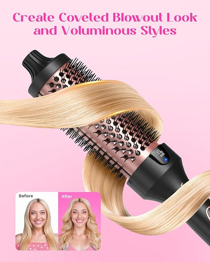 Wavytalk Blowout Boost Thermal Brush, 1.5 inch Heated Round Brush Curling Iron for Blowout Look, Dual Voltage, Ceramic Tourmaline, Ionic Technology, 5 Temperature Settings