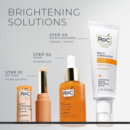 RoC Multi Correxion Revive + Glow Vitamin C Eye Balm (0.14 oz) with Retinol Eye Cream Packette