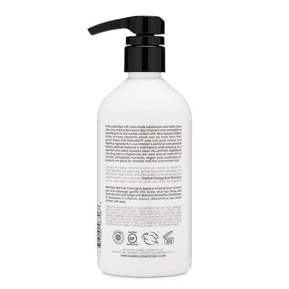 Clean Kids Naturally Tropical Orange Burst Shampoo, All-Natural, Gluten-free, Vegan, and Cruelty-free, Paraben-free, 16 oz, EWG Verified (1 Bottle)