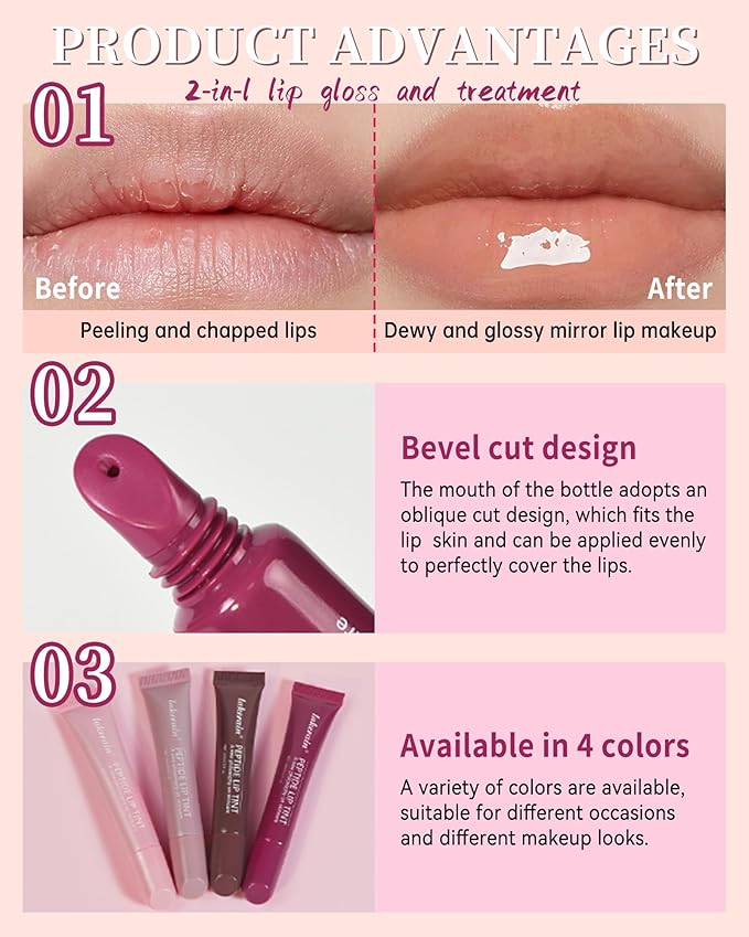 Tinted Lip Balm-2Pcs Rose-Gray Raspberry Peptide Hydrating Lip
