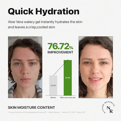 Nature Republic MILD & MOISTURE ALOE VERA WATERY GEL (3 PCS) Quick Hydration & Moisturizing,fast absorbing non-sticky texture,korean skin care for Face,Hair,Sunburn relief, aftershave, all Skin Types