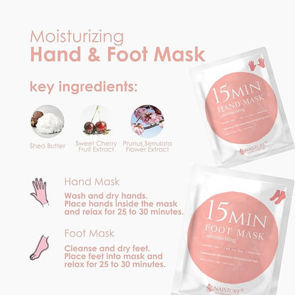 15 Min Pamper Me Kit by Naisture – Korean Spa Kit for Women with Hair Mask, Hand and Foot Masks, Eye Mask, and Face Masks