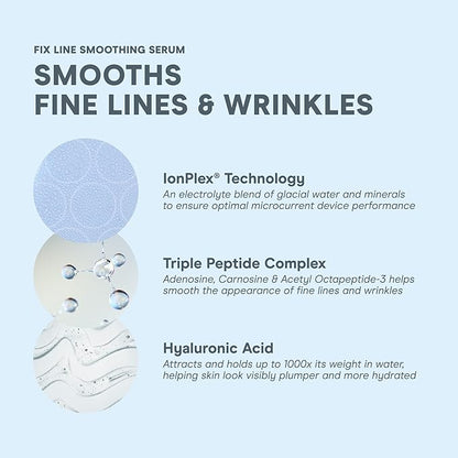 NuFACE FIX Serum - Line Smoothing Conductive Serum for Microcurrent with Triple Peptide, Hyaluronic Acid & IonPlex to Hydrate, Brighten and Enhance NuFACE Microcurrent Device Results (1 oz)