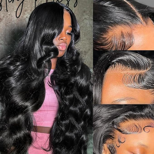 13x6 Lace Front Wigs Human Hair 180% Density Body Wave HD Transparent Lace Frontal Wigs Human Hair Glueless Wigs Human Hair Pre Plucked Pre Wigs for Women With Baby Hair 26 inch