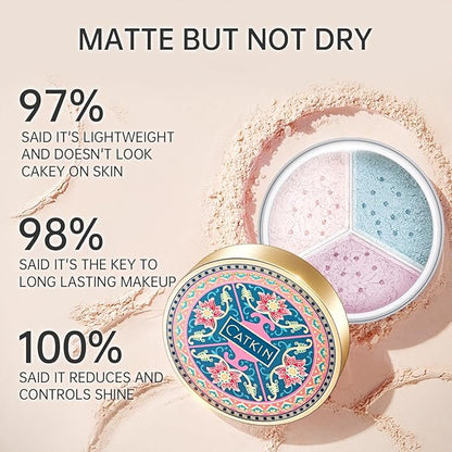 CATKIN Poreless Finish Loose Setting Powder Makeup, Translucent Velour Puff 42 oz