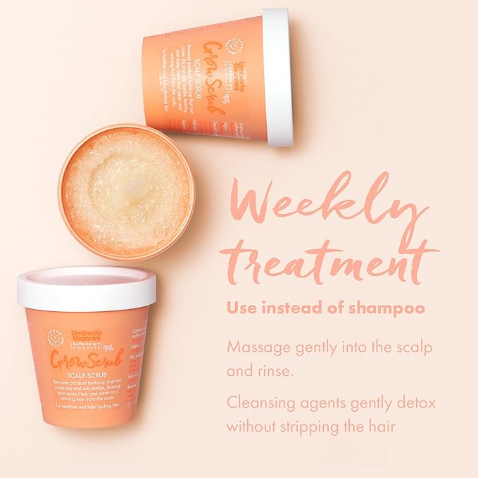 Umberto Giannini Grow Long Hair Growth Scrub Treatment - Vegan & Cruelty Free Grow Scrub Scalp Exfoliator with Caffeine-Gro Complex