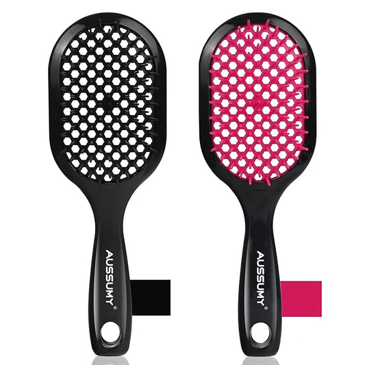 Vented Detangling Hair Brush - 2 Pack Detangler Hairbrush for Effortless Tangle Removal - Ultra-Soft Bristles -For Natural Curly Straight Wet Dry Damaged Hair for Women Men Kids