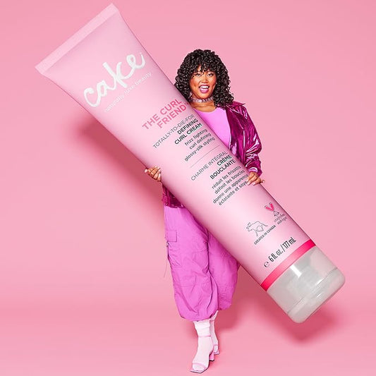 Cake Beauty Curl Friend Defining Curl Cream - Bounce Curly Hair Styling Product & Anti Frizz Control Heat Protectant for Hair Detangler – Cruelty Free & Vegan (Pack of 2)