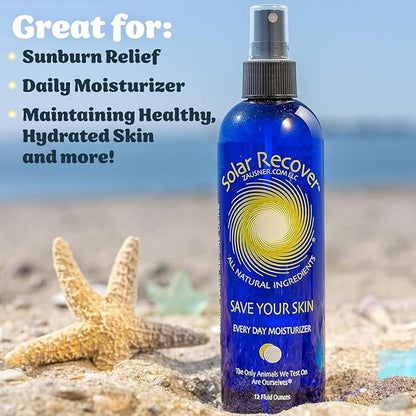After Sun Moisturizing Spray & Hair Detangler Combo (3 Pack) - 12oz Full Size + 2oz Travel Size Hydrating Facial and Body Mist for Sunburn Relief + 8oz All Natural Leave-In Conditioner