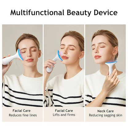 Facial and Neck Massager for Face, Neck - Skin Lifting & Firming - Wrinkle & Dark Circle Reducer - at Home Skin Care Face Sculpting Tool and Neck Massager-White
