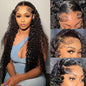13x6 Deep Wave Lace Front Wigs Human Hair 180% Density HD Transparent Deep Curly Human Hair Wig Pre Plucked Brazilian Virgin Hair with Baby Hair Wet and Wavy for Women Natural Black 20 Inch