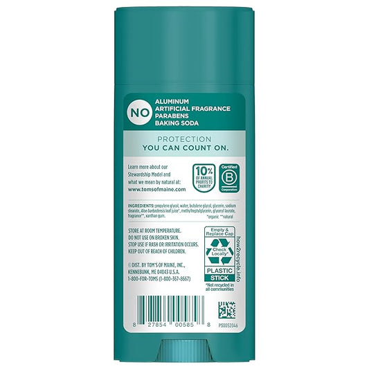 Tom's of Maine Eucalyptus Mint Aluminum Free Natural Deodorant For Women & Men | Goes on Clear | Odor & Wetness Protection | Naturally Derived and Moisture-Locking Ingredients | 3.25 oz (2 Pack)