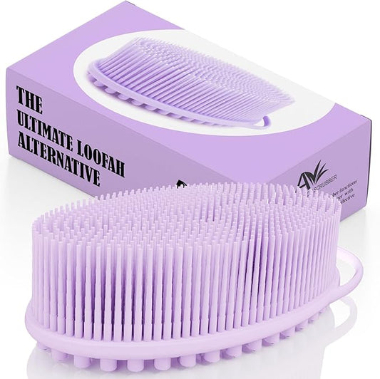 Avilana Silicone Body Scrubber – Gentle Shower Brush & Loofah Alternative – Silver-Infused Options – Fast-Drying, Hygienic, BPA-Free Silicone Body Exfoliator for Sensitive Skin, Men & Women