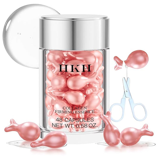 HKH Retinol Face Serum Oil - Anti-Again Night Serum Capsules with Vitamin E, Reduce Wrinkles, Firm & Hydrate Skin, Non-Greasy Formula, Travel-Friendly Skincare, with Scissors, 48 Capsules