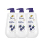 Dove Body Wash 3 Count Unwind Blueberry & Moon Milk For 24hr Lotion-Soft Skin Moisturizing Skin Cleanser with No Sulfates No Parabens