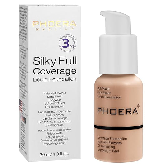 PHOERA Foundation, PHOERA Matte Liquid Foundation,PHOERA Makeup for Warm peach) 30ml