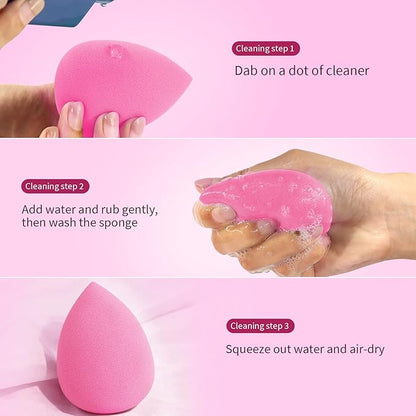 BEAKEY Latex-Free Blender Makeup Sponge for Blending, Pink Makeup Sponge Set, Soft Beauty Sponge, for Flawless Application of Liquid, Cream, and Powder Cosmetics