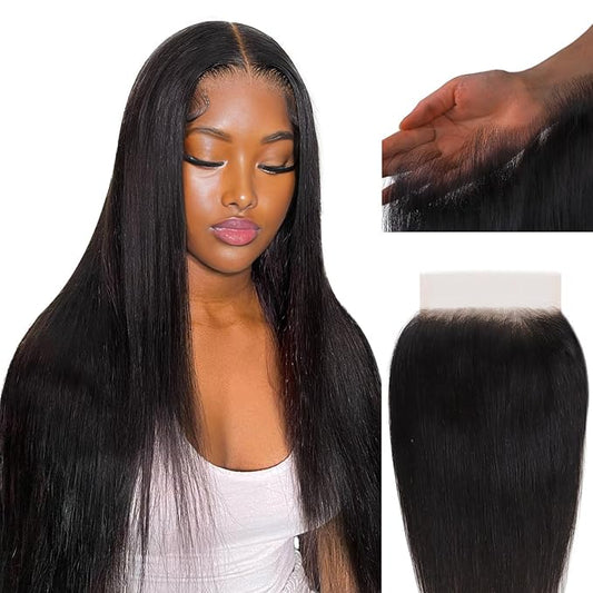 IDN BEAUTY SKINLIKE REAL HD 6x6 Lace Closure Human Hair Straight 16 Inch Bleached Single Knots Ultra-thin HD Lace Closure Virgin Human Hair 0.1 mm Pre Plucked Hairline