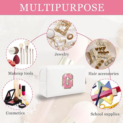 Initial letter patch makeup bag,