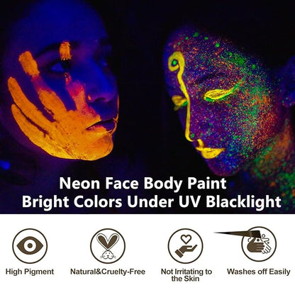 Go Ho Neon Yellow Body Paint Washable(2.,),under UV 37oz
