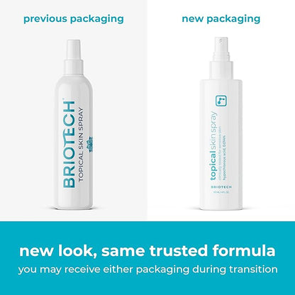 BRIOTECH Topical Skin Spray, Hypochlorous Acid Spray for Body & Face, HOCl Facial Mist, Support Against Irritation, Redness, Packaging May Vary, 4oz (2 Pack)