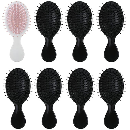 Bridesmaid Proposal Gifts 8 Pieces Mini Travel Hair Brush, White&Black, for Wedding Party Favors