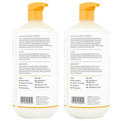 Alaffia EveryDay Shea Conditioner, Moisturizes, Restores and Protects, Made with Fair Trade Shea Butter, Cruelty Free, No Parabens, Vegan, Unscented, 2 Pack, 32 Fl Oz Ea