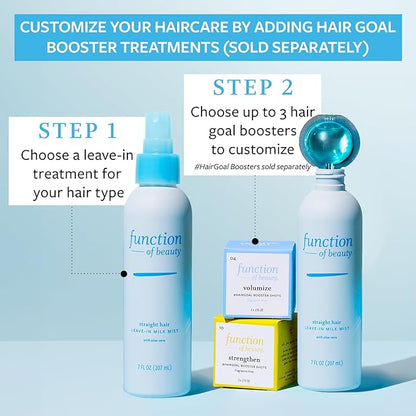 FUNCTION OF BEAUTY Customizable Leave-In Milk Mist for Straight Hair, 7 oz Each (2-Pack) - Leave In Conditioner With Aloe Vera, Sulfate-Free, Infuses Hydration for Weightless Shine