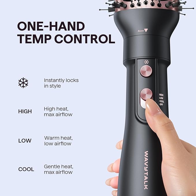 Wavytalk Hair Dryer Brush Set, Air Sculpt 5-in-1 Hot Air Brush Set | Blowout Brush Styler for Salon Blowouts, Volumizing, and Straightening, Sleek Frizz-Free for Every Hair Type, Black