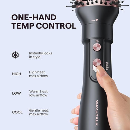 Wavytalk Hair Dryer Brush Set, Air Sculpt 5-in-1 Hot Air Brush Set | Blowout Brush Styler for Salon Blowouts, Volumizing, and Straightening, Sleek Frizz-Free for Every Hair Type, Black