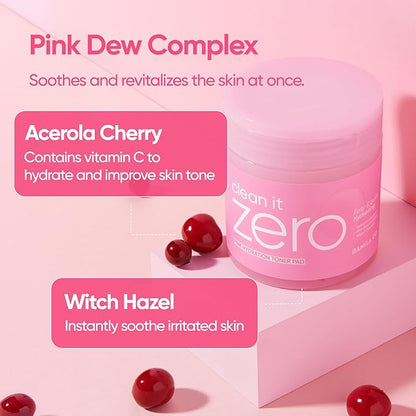 BANILA CO Clean it Zero Pink Hydration Toner Pad | Vegan Korean 3-Layered Pads | Hyaluronic Acids and Vitamin Complex to Moisturize and Soothe Skin | Hypoallergenic, Alcohol Free (70 Pads)