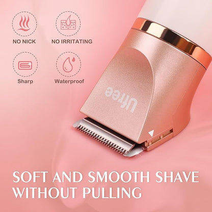 Ufree Electric Shaver Razors for Women Pubic Hair, Bikini Trimmer for Face and Body Hair, Wet & Dry Use Groomer, Hair Trimmer, Birthday Gifts for Women, Gold