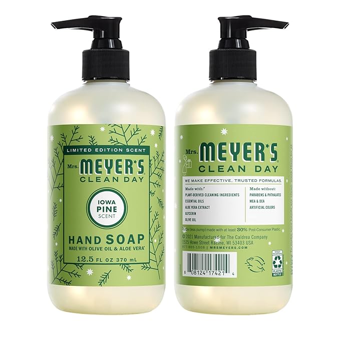 Mrs. Meyer's Liquid Hand Soap, Cruelty Free and Biodegradable Formula, Iowa Pine Scent, 12.5 oz (Pack of 2)