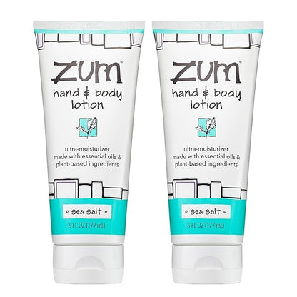 Zum Indigo Wild Hand & Body Lotion - Natural Hand Lotion for Dry Hands - Body Lotion for Women & Men - Body Moisturizers Include Shea Butter, Jojoba Oil & More - Sea Salt Scent - 6 fl oz (2 Pack)