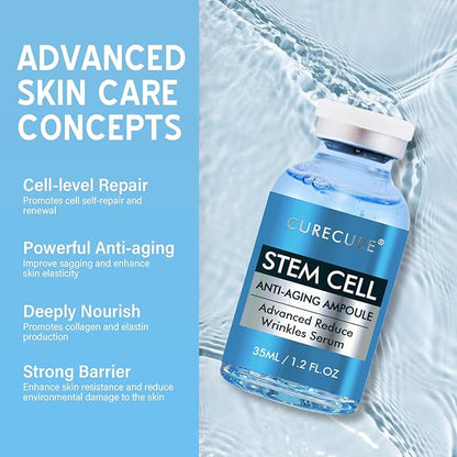 Stem Cell Serum for Face, 2 Count Microneedling Serum, Stem Cell Solution Ampoule to Use with and without Micro Needling, Anti Aging & Smooth Wrinkles