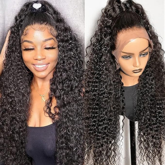 CHEETAHBEAUTY 24Inch Deep Wave Wigs 13X6 HD Transparent Lace Front Wigs Human Hair Brazilian Virgin Human Hair Wigs for Black Women Pre Plucked with Baby Hair Natural Color 250% Density