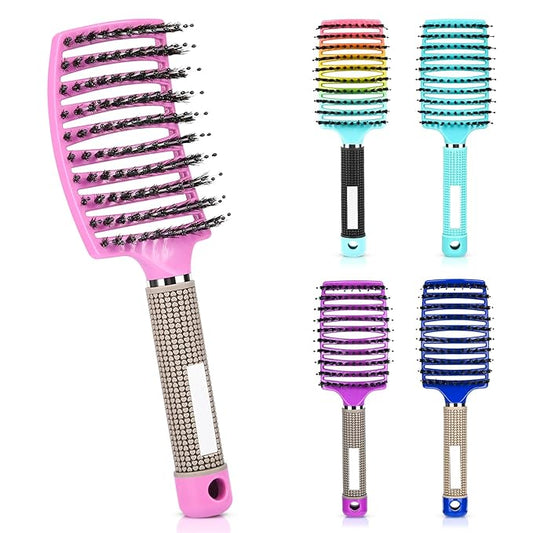 Wet Hair Detangling Brush for Blow Drying，Hair Detangler Brush for Women and Kids ，Boar Bristle Hair Brushes for Women Detangler 1 PACK（PINK）